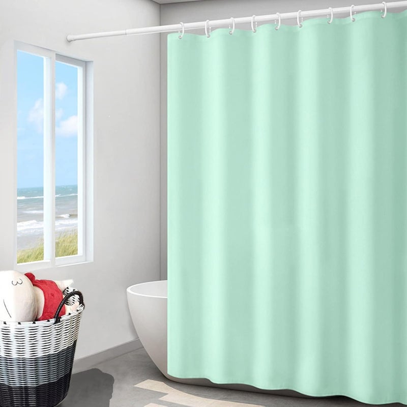LLSCL Apple Green Fabric Shower Curtain Liner with Magnets, Waterproof Hotel Quality, 72 x 72 Machine Washable - Image 1